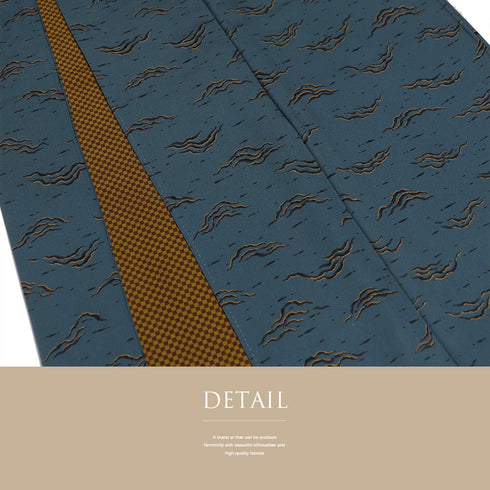 小紋 リサイクル 身丈163cm 裄67.8cm 袷 幾何学模様 お洒落八掛 ブルー Lサイズ お洒落 カジュアル 正絹 広衿 Aランク