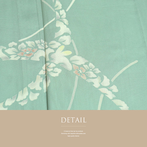 付下げ リサイクル 夏着物 身丈153.2cm 裄65cm 絽 デザイン花柄 グリーン Sサイズ セミフォーマル 一つ紋 正絹 広衿 Aランク