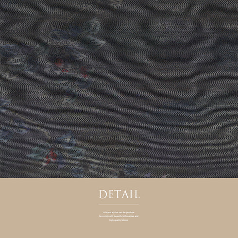 紬 リサイクル 身丈163.2cm 裄64.6cm 袷 花枝柄 ブラック Lサイズ お洒落 しつけ糸 正絹 広衿 Sランク