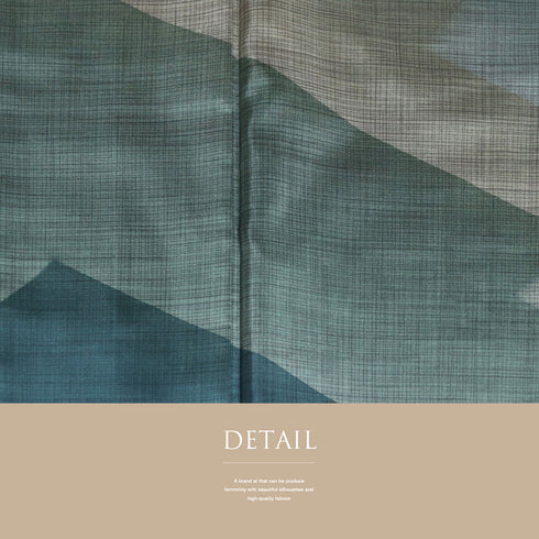 付下げ リサイクル 身丈160cm 裄64.6cm 袷 紬 抽象柄 グリーン Mサイズ お洒落 しつけ糸 正絹 広衿 Sランク