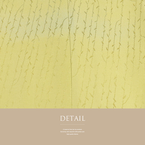 長襦袢 リサイクル 長襦袢 身丈130.8cm 裄67cm 袷 地紋 イエロー Lサイズ お洒落 正絹 Sランク