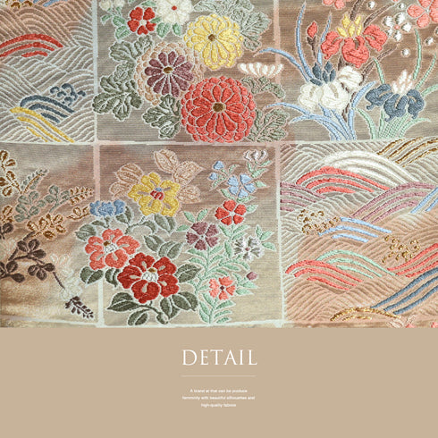 袋帯 リサイクル 帯丈420cm 六通 杜若に花柄 刺繍 ピンク Sサイズ 正絹 Sランク フォーマル