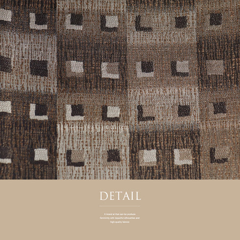 袋帯 リサイクル 帯丈436cm 全通 幾何学柄 ブラウン Mサイズ 正絹 Sランク お洒落