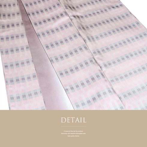 小紋 リサイクル 身丈163.7cm 裄66.8cm 袷 ゆったりサイズ 格子柄 ピンク Lサイズ お洒落 カジュアル 不明 広衿 Sランク