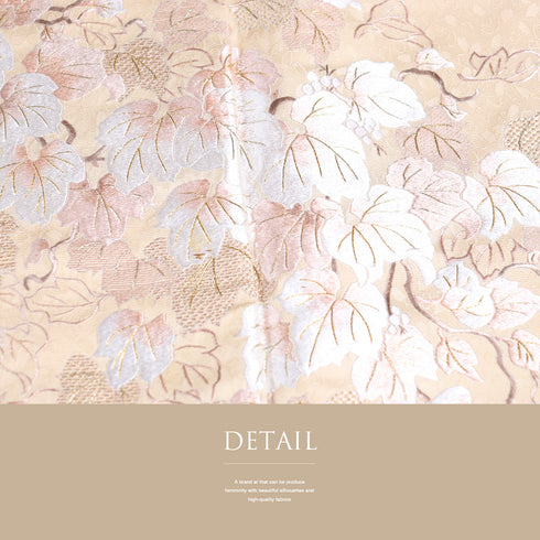 付下げ リサイクル 身丈166.5cm 裄66.8cm 袷 蔦柄 地紋 刺繍 ベージュ LLサイズ セミフォーマル お洒落 正絹 広衿 Aランク