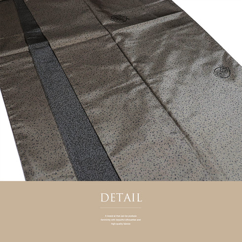 紬 リサイクル 身丈168.5cm 裄66.8cm 袷 たたきに花丸柄 グレー LLサイズ お洒落 正絹 広衿 Sランク