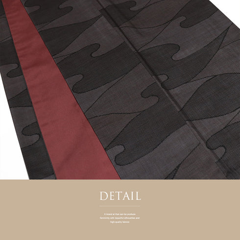 紬 リサイクル 身丈156.2cm 裄65cm 袷 幾何学柄 ブラック Mサイズ カジュアル お洒落 正絹 広衿 Sランク