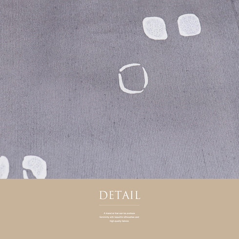 紬 リサイクル 身丈162cm 裄65.2cm 袷 デザイン模様 グレー Lサイズ お洒落 カジュアル 証紙 しつけ糸 正絹 広衿 Sランク