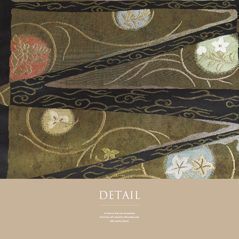 袋帯 リサイクル 帯丈438cm 六通 古代裂段文 ゴールド Mサイズ 正絹 新品・未使用品 フォーマル セミフォーマル