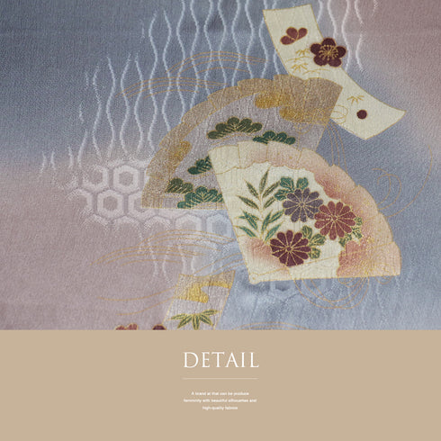 帯揚げ リサイクル お洒落 ちりめん 正絹 多色 扇子に菊や松柄 地紋 ぼかし柄 新品・未使用品 AG-1235