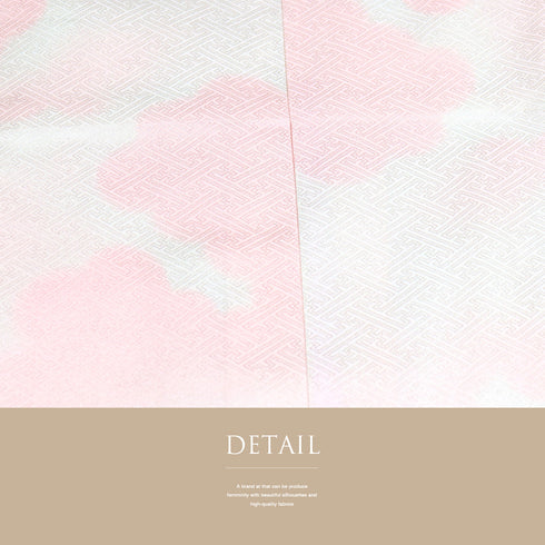 長襦袢 リサイクル 長襦袢 身丈131cm 裄66.8cm 袷 紗絞形に雲取り模様 地紋 ぼかし柄 ピンク Lサイズ しつけ糸 不明 Sランク