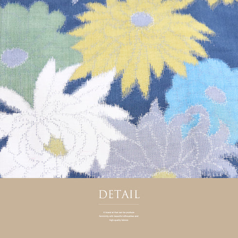 紬 リサイクル 身丈163.5cm 裄65.6cm 袷 菊柄 多色 Lサイズ カジュアル お洒落 しつけ糸 正絹 広衿 Sランク