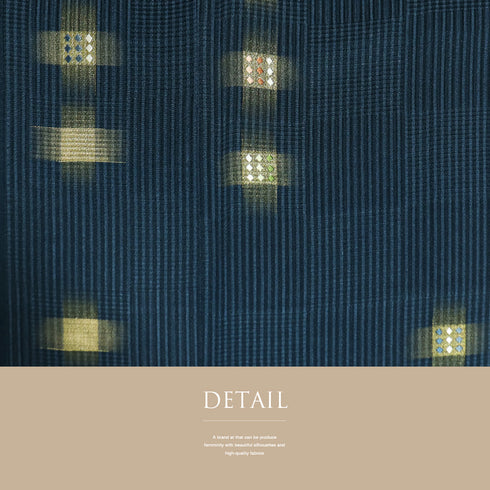 訪問着 リサイクル 身丈157.5cm 裄64.2cm 袷 地紋 刺繍 箔 岩井流家元岩井友見 ブルー Mサイズ お洒落 正絹 広衿 Sランク