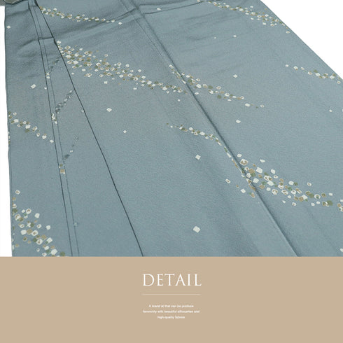 小紋 リサイクル 身丈156.2cm 裄66cm 単衣 ブルー Mサイズ 正絹 広衿 Sランク