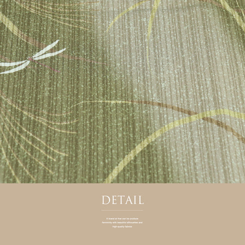 小紋 リサイクル 身丈168cm 裄70.5cm 単衣 トンボ柄 グリーン LLサイズ お洒落 ポリエステル 洗える着物 広衿 Sランク