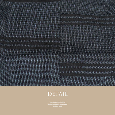 道中着 リサイクル 身丈92cm 裄65.6cm 袷 紬 横縞柄 ネイビー Mサイズ お洒落 カジュアル 正絹 Sランク