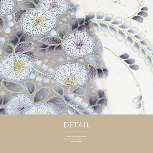 訪問着 リサイクル 身丈167.7cm 裄67cm 袷 辻が花模様 後絞り加工 箔 アイボリー LLサイズ セミフォーマル お洒落 正絹 広衿 Aランク