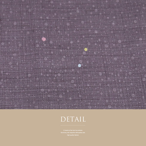 小紋 リサイクル 身丈163.5cm 裄70.6cm 袷 水玉柄 地紋 パープル Lサイズ お洒落 カジュアル 正絹 広衿 Aランク