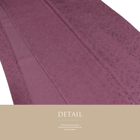 色無地 リサイクル 身丈158.5cm 裄65.6cm 袷 菊や梅柄 パープル Mサイズ セミフォーマル 一つ紋 しつけ糸 正絹 広衿 地紋あり Sランク