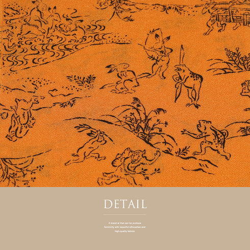 帯揚げ リサイクル お洒落 ちりめん 正絹 オレンジ 鳥獣戯画 Sランク AG-1203