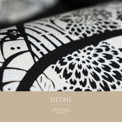 名古屋帯 リサイクル 帯丈372cm ポイント柄 菊や唐草や露芝柄 染め ブラック Mサイズ 正絹 未使用品 お洒落