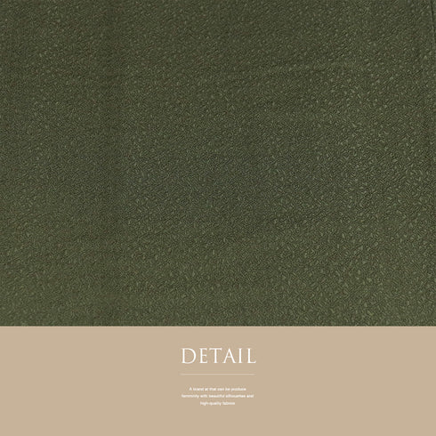 色無地 リサイクル 身丈161cm 裄68.8cm 袷 グリーン Lサイズ セミフォーマル 一つ紋 正絹 広衿 地紋あり Sランク