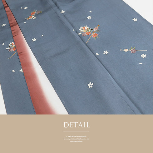 小紋 リサイクル 身丈166.5cm 裄67.2cm 袷 小花柄 簪柄 ブルー LLサイズ お洒落 正絹 広衿 Sランク