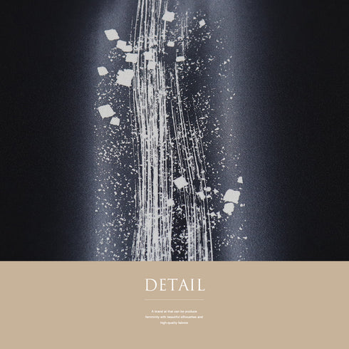 訪問着 リサイクル 身丈166cm 裄66.8cm 袷 たたきに刷毛目柄 ブラック LLサイズ お洒落 正絹 広衿 Aランク