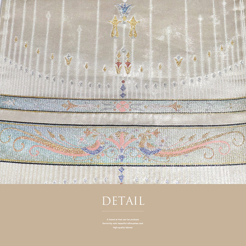 袋帯 リサイクル 帯丈414cm 六通 オリエンタル柄 ゴールド SSサイズ 正絹 Aランク お洒落