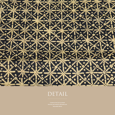 名古屋帯 リサイクル 帯丈365cm 全通 幾何学柄 ネイビー Mサイズ 正絹 Sランク カジュアル お洒落