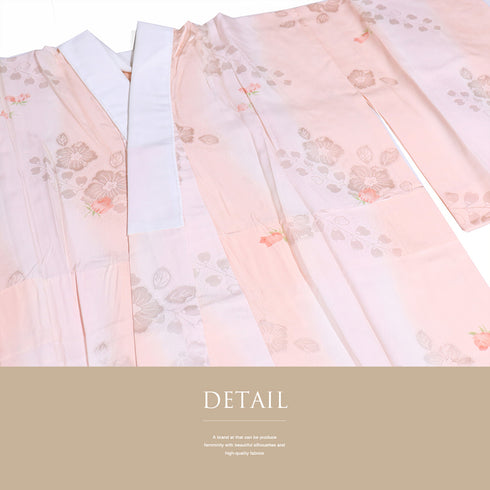 長襦袢 リサイクル 長襦袢 身丈131cm 裄62.6cm 袷 薔薇柄 地紋 ぼかし 居敷当て付き ピンク Sサイズ お洒落 正絹 Sランク