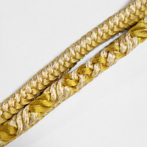 帯締め・帯揚げセット リサイクル お洒落 丸組紐 ちりめん イエロー 正絹 新品・未使用品 雪輪に花柄