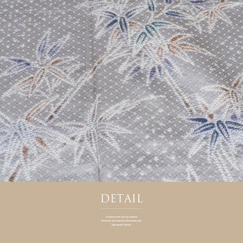 付下げ リサイクル 身丈150.5cm 裄61.4cm 袷 竹柄 絞り 相良刺繍 グレー Sサイズ セミフォーマル お洒落 正絹 広衿 Sランク