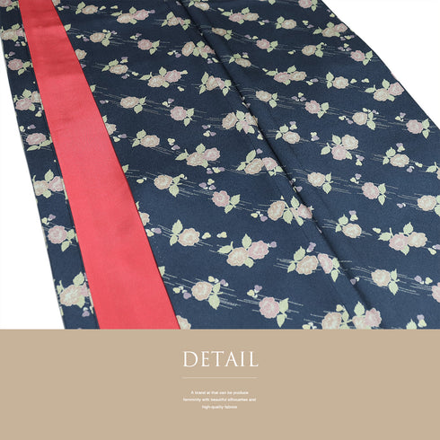 小紋 リサイクル 身丈164cm 裄65.5cm 袷 花柄 ブルー Lサイズ お洒落 カジュアル 正絹 広衿 Sランク