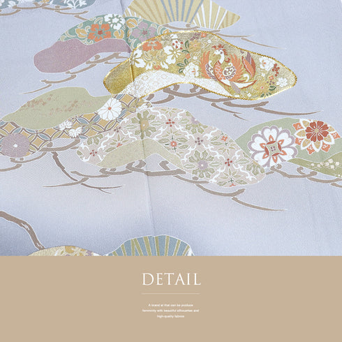 色留袖 リサイクル 身丈162cm 裄66cm 袷 グレー Lサイズ 三つ紋 正絹 広衿 Sランク