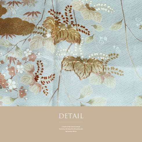 訪問着 リサイクル 身丈159.5cm 裄64.4cm 袷 桐柄 松竹梅柄 金駒刺繍 箔加工 グレー Mサイズ フォーマル セミフォーマル しつけ糸 正絹 広衿 Sランク