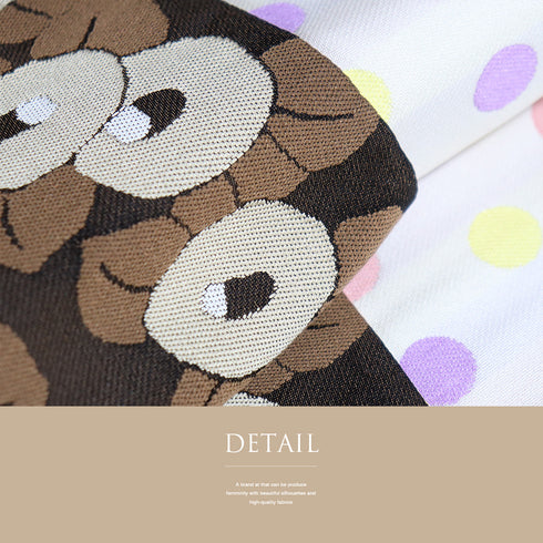 半巾帯 リサイクル 帯丈438cm 全通 椿柄 水玉柄 リバーシブル TANAKA DEN 西陣織 ブラウン Mサイズ 正絹 Sランク カジュアル お洒落 証紙