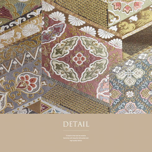 袋帯 リサイクル 帯丈444cm 六通 華文に鳥柄 ゴールド Mサイズ 正絹 新品・未使用品 フォーマル