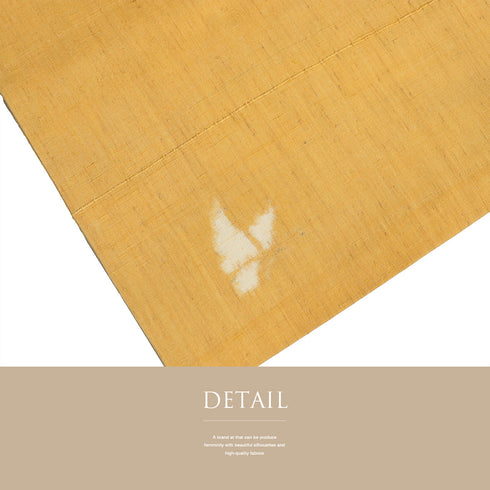 名古屋帯 リサイクル 帯丈390cm ポイント柄 垂れ先ワンポイント柄 蝶柄 紬 イエロー Lサイズ 正絹 Sランク お洒落 カジュアル