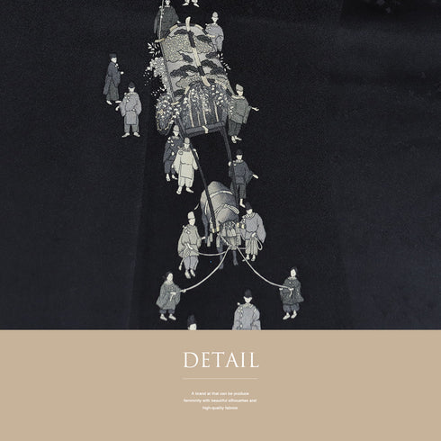 付下げ リサイクル 身丈165.5cm 裄65.8cm 袷 葵まつり柄 地紋 ネイビー LLサイズ お洒落 正絹 広衿 Sランク