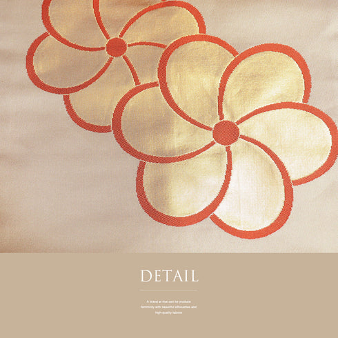 名古屋帯 リサイクル 帯丈327cm 全通 ねじり梅柄 ベージュ SSサイズ 正絹 新品・未使用品 お洒落