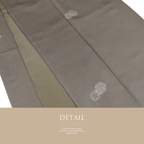 小紋 リサイクル 身丈151cm 裄63.2cm 袷 雪輪柄 ブラウン Sサイズ お洒落 一つ紋 しつけ糸 正絹 広衿 Sランク