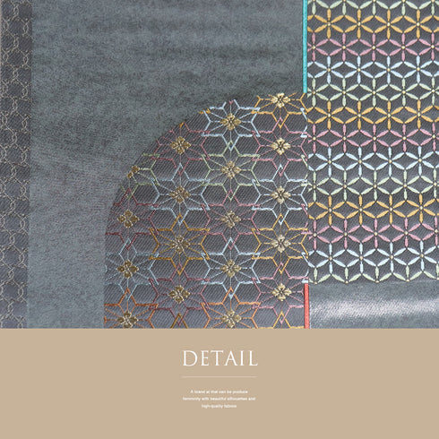 袋帯 リサイクル 帯丈430cm 六通 麻の葉繋ぎ模様 グレー Sサイズ 正絹 新品・未使用品 お洒落