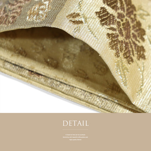 袋帯 リサイクル 帯丈446cm 六通 市松に花柄 ゴールド Mサイズ 正絹 新品・未使用品 フォーマル セミフォーマル