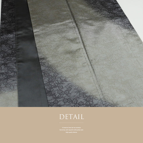 付下げ リサイクル 身丈158.8cm 裄65.2cm 袷 大島紬 草花柄 グレー Mサイズ お洒落 正絹 広衿 Sランク