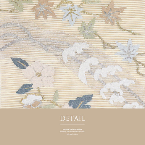 袋帯 リサイクル 帯丈460cm ポイント柄 夏用 花柄 ベージュ LLサイズ 正絹 Sランク お洒落