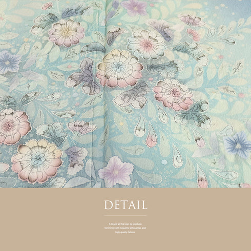 付下げ リサイクル 身丈162cm 裄66.2cm 袷 辻ヶ花文様 ブルー Lサイズ セミフォーマル 一つ紋 正絹 広衿 Aランク