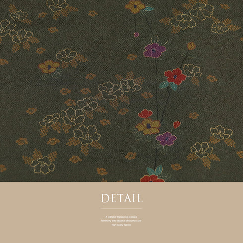 小紋 リサイクル 身丈163.2cm 裄63.6cm 袷 小花散らし柄 グリーン Lサイズ お洒落 カジュアル しつけ糸 正絹 広衿 Sランク