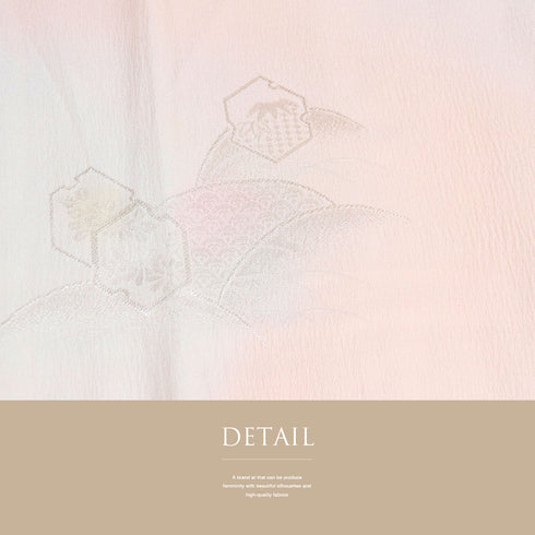 長襦袢 リサイクル 長襦袢 身丈137cm 裄65.2cm 袷 山柄 地紋 刺繍衿付き ピンク Mサイズ 正絹 Sランク