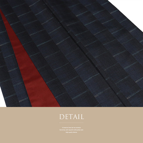 紬 リサイクル 身丈155.3cm 裄66.2cm 袷 幾何学模様 ネイビー Sサイズ お洒落 カジュアル 正絹 広衿 Aランク